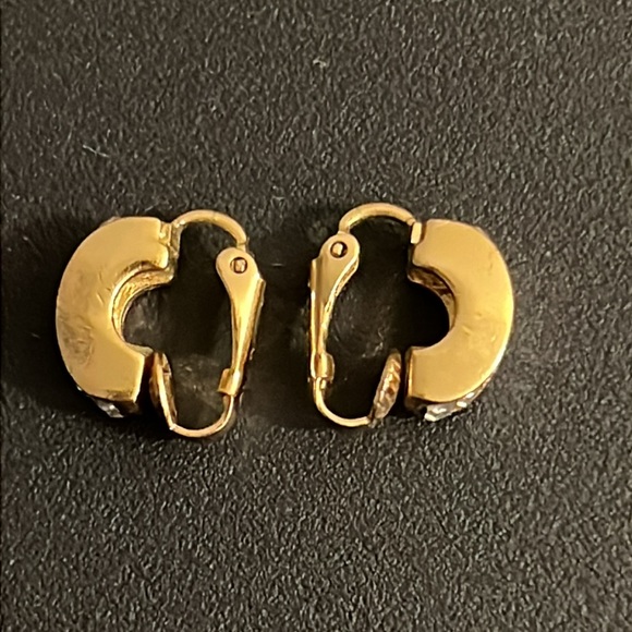 Vintage Designer Christian Dior Gold Crystal Clip On Runway Earrings - Picture 10 of 12